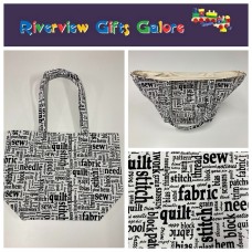 Large Tote Bag - Sewing Words on White Large Tote Bag - Sewing Words on White